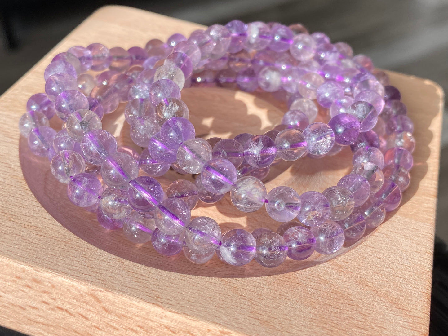 AAAA Grade Natural Purple Quartz Rutilated Rainbow shinning Round bead Bracelet Necklace 6mm