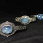 Hight Grade Big Surface ocean blue Aquamarine oval shape vintage open bangle bracelet gift for her gift for mom