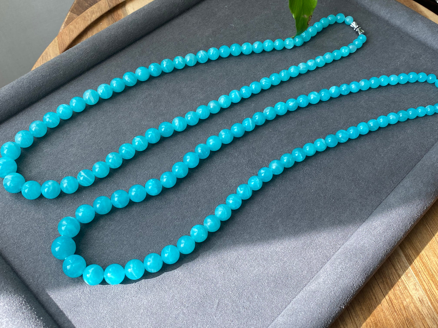 Natural Amazonite stone, Energy Protection Strength Yoga Crystal Round Mixed size Bead Necklace