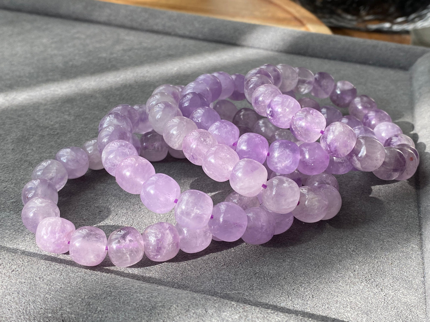 Natural Amethyst Light Purple ,Violet,Lavender,Purplevine,Trendy Purple tone short barrel Bracelet