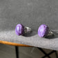 AAAAA Genuine Natural High Grade Silk Shin Purple Charoite,Cat Eyes Oval Shape sterling silver Adjustable Ring