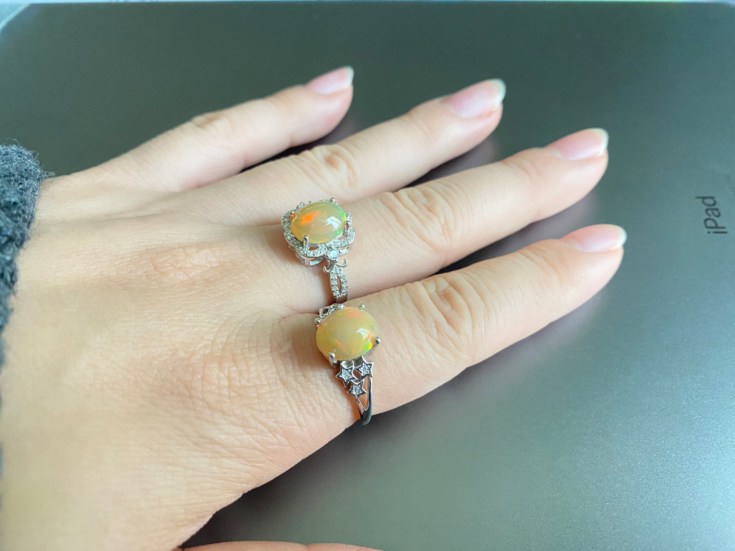 Natural Yellow Orange Colorful Fire illuminate Oval set on S925 Statement Ring,gift for her, holiday gift