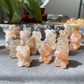 Natural Sakura Agate,flower agate hand carved couple shy bear beads bracelet,gift for her
