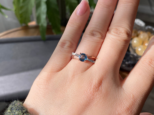 Natural Blue Topaz Statement Ring, Sterling Silver Birthday Ring Promise, Anniversary Ring for Women, Mother's Day Gift