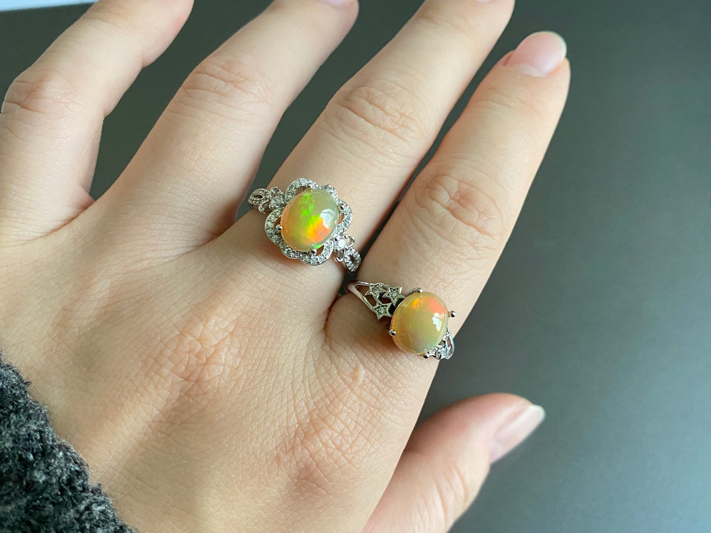 Natural Yellow Orange Colorful Fire illuminate Oval set on S925 Statement Ring,gift for her, holiday gift