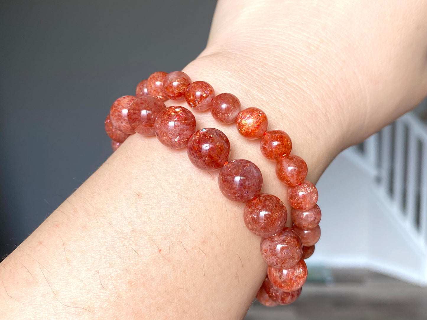 High Quality Sunstone  healing crystal，with rainbow inside bead bracelet necklace 5mm,7mm,8mm,10mm