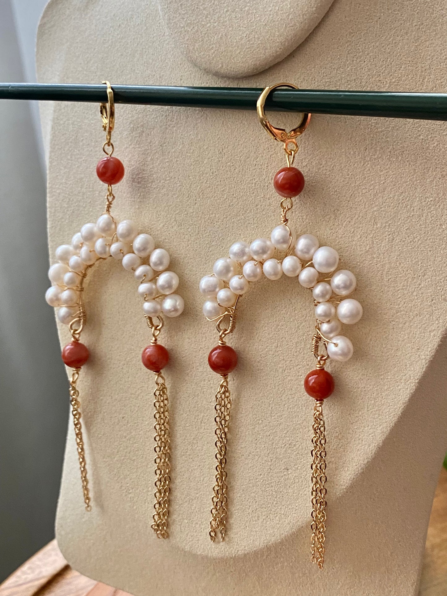 Natural Freshwater pearls Traditional chinese Opera Daomadan Head shape dangle drop earring,handmade earring, gift for her