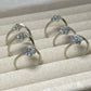 Nature labradorite four leaf clover zircon floral open ring