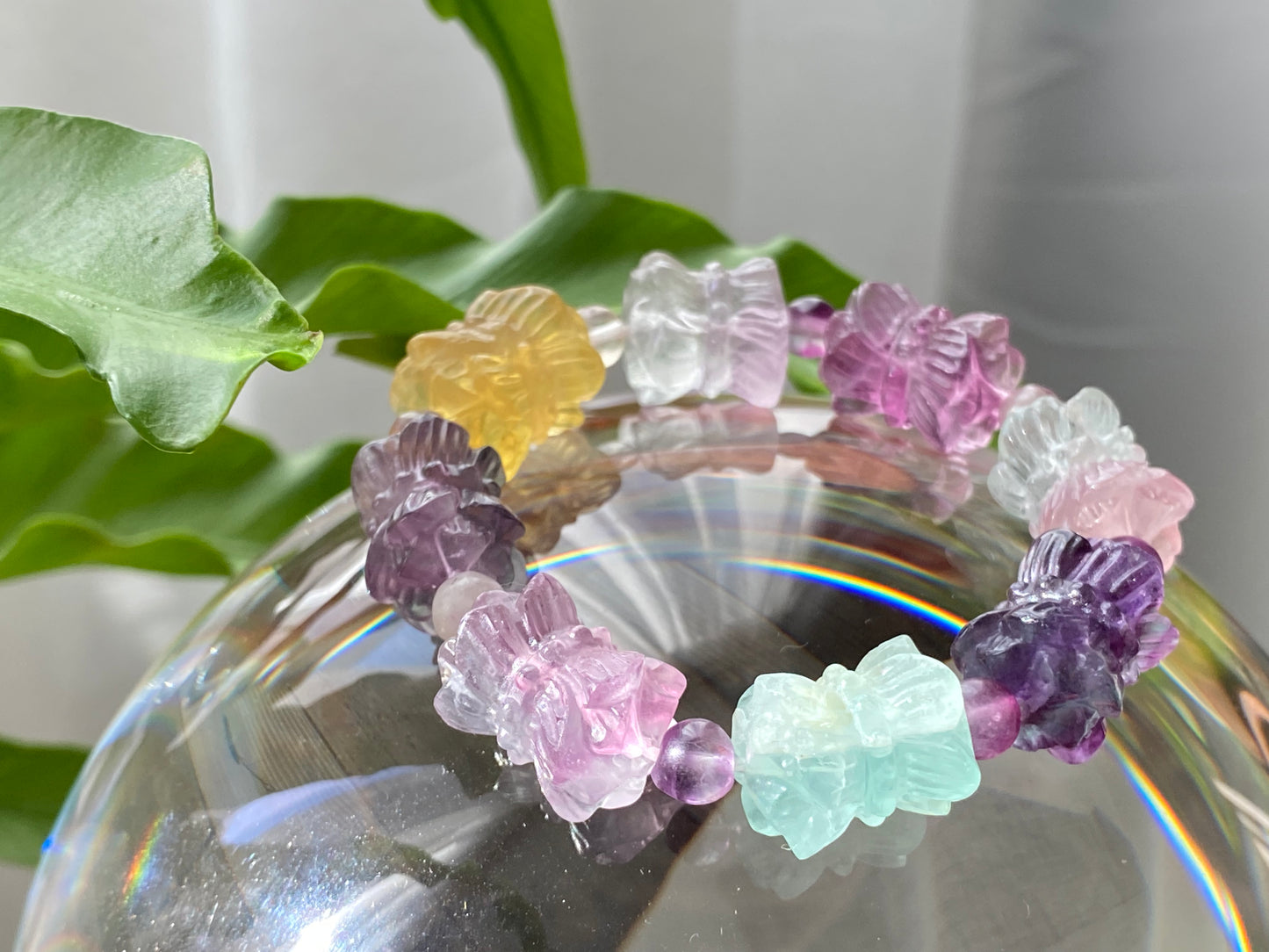 Natural Unicorn FLuorite Hand Craved  twin lotus flowers on one stalk,devoted married couple Beaded Bracelet, gift for her,Valentine's Day Gift