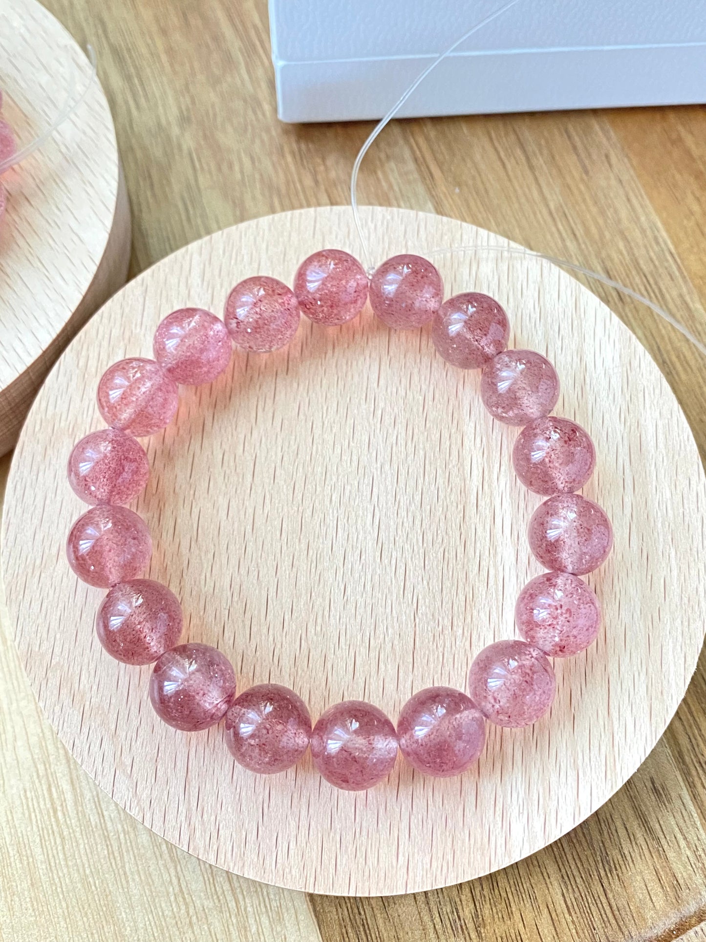 AAAA Grade Natural Rainbow Flash Strawberry Quartz with full seed Gemstone Healing Bracelet 7mm,8mm,10mm,11mm,18mm