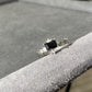 Natural Black Spinel Genuine Gemstone Rectangle Chrome Hearts Style Adjustable Ring