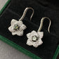 Gorgeous  Flower Floral Drop Dangle Dark Green Moissanite Sterling silver earring 0.5CT