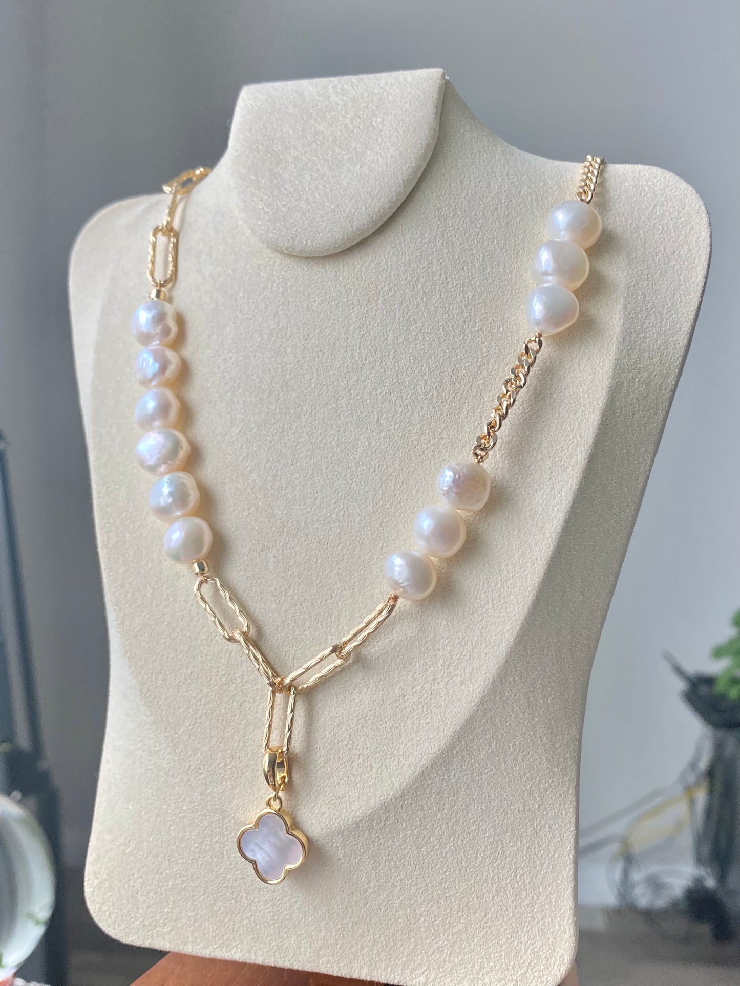 Vintage style freshwater Baroque Pearl purple blue fire shining 14K gold filled necklace multiple wear