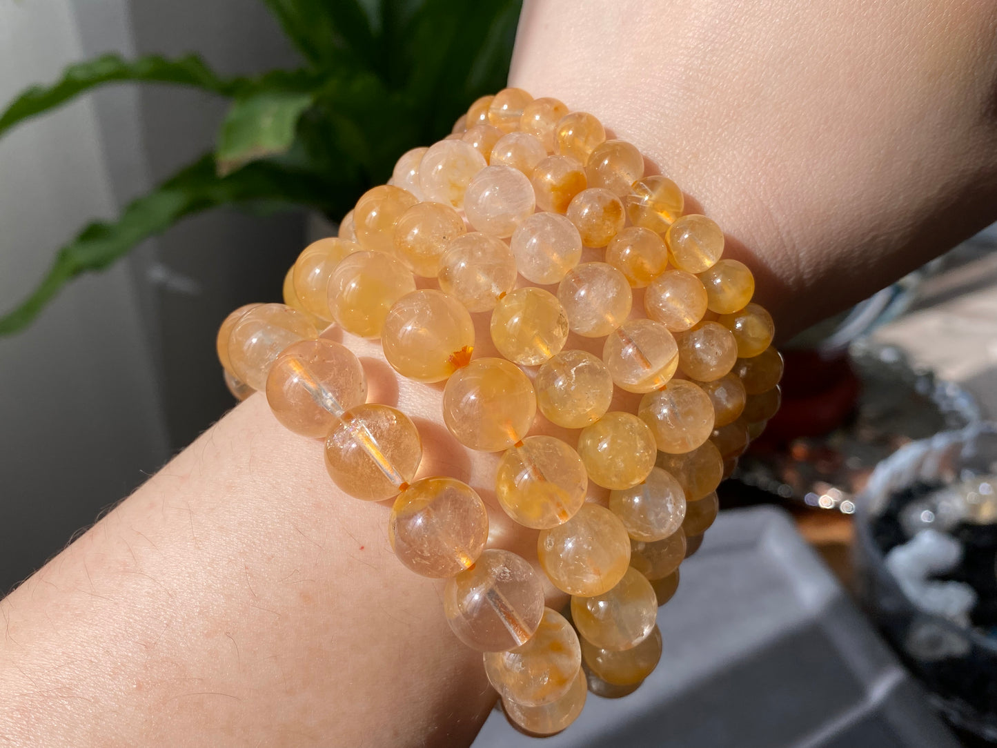 AAAA High Grade  Rare Natural Yellow Red Gold Amphibole Quartz, Angel Phantom Quartz bead bracelet 7mm/8mm/9mm/10mm/11mm/12mm