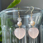 Natural AAA high quality Rose quartz cuty puffy heart shape drop dangle earring,Handmade Earring,Made in California