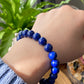 Natural High Grade less White More Blue Lapis Lazuli gemstone earless Anxiety Stress Relief Bracelet，Emotional Healing 5MM/9MM