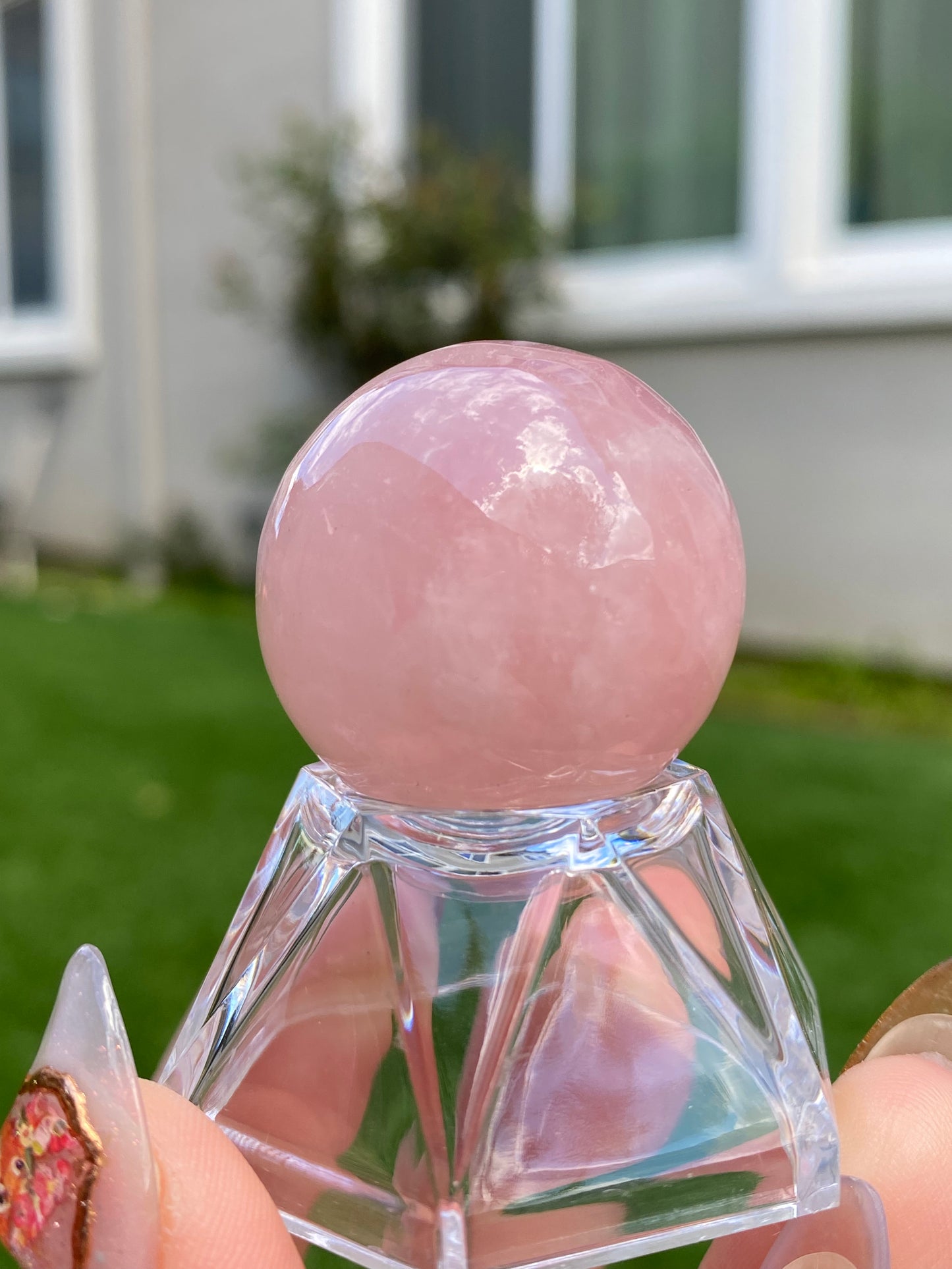 Hight grade 76MM Natural Rose quartz Sphere，Quartz Crystal Ball,Crystal Healing Divination ball,Led light stander