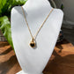 vintage heart shape 18k with black agate and mother of pearl necklace