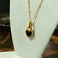 vintage heart shape 18k with black agate and mother of pearl necklace