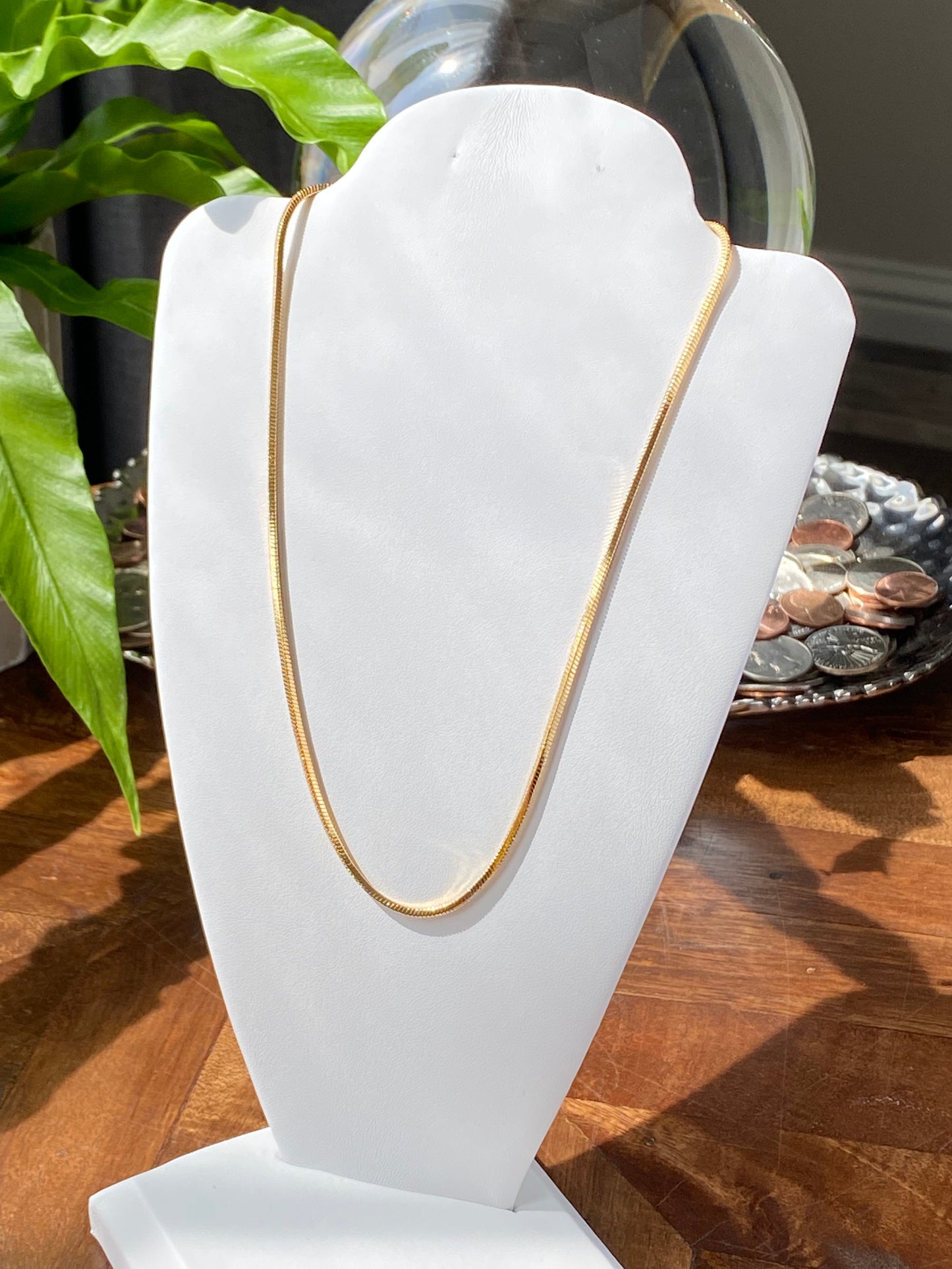 14k Gold over Real Solid 925 Sterling Silver snake chain necklace