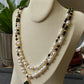 Natural Freshwater pearls with faceted Black Spinel 14K gold filled Handmade Necklace,gift for her, gift for him