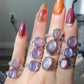 Natural Purple Lepidolite Vintage style Oval shape Adjustable Ring