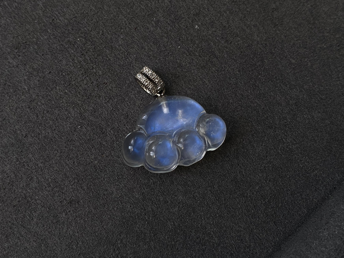 Sri Lanka Natural Moonstone blue Fire illuminate Labradorite Cat Paw Sterling silver pendant with leather necklace