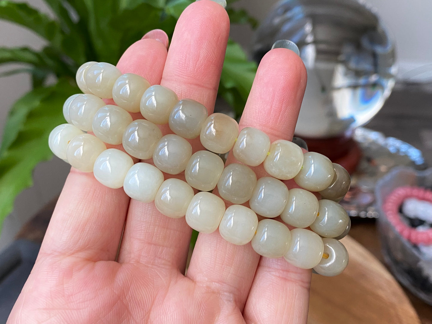 AAAA Natural Nephrite Hetian Jade Xiuyu,short Barrel Caramel Champagne bead Bracelet 10mm