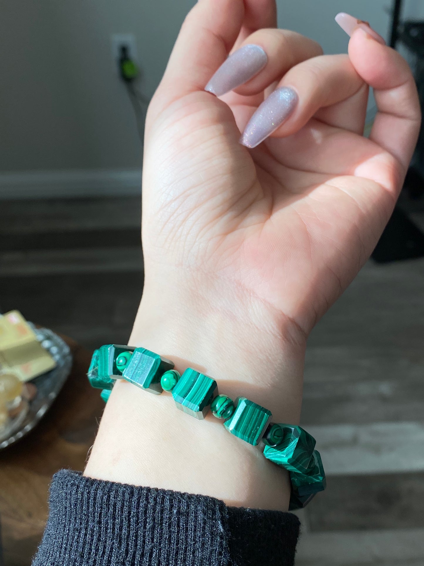 natural sugar cube square shape Inner Peace Malachite bracelet gift for everyone,handmade bracelet