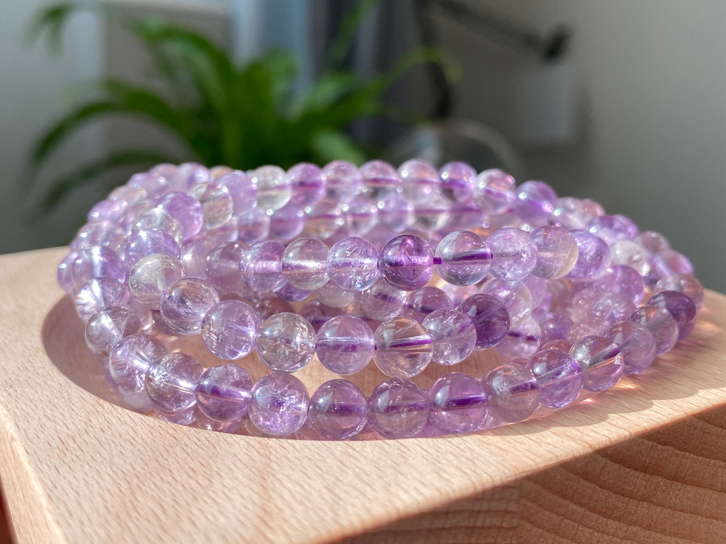 AAAA Grade Natural Purple Quartz Rutilated Rainbow shinning Round bead Bracelet Necklace 6mm