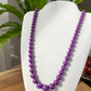 Rare High Grade Natural  Royal Purple Phosphosiderite Purple Mica Polished Smoothie Round Bead Necklace