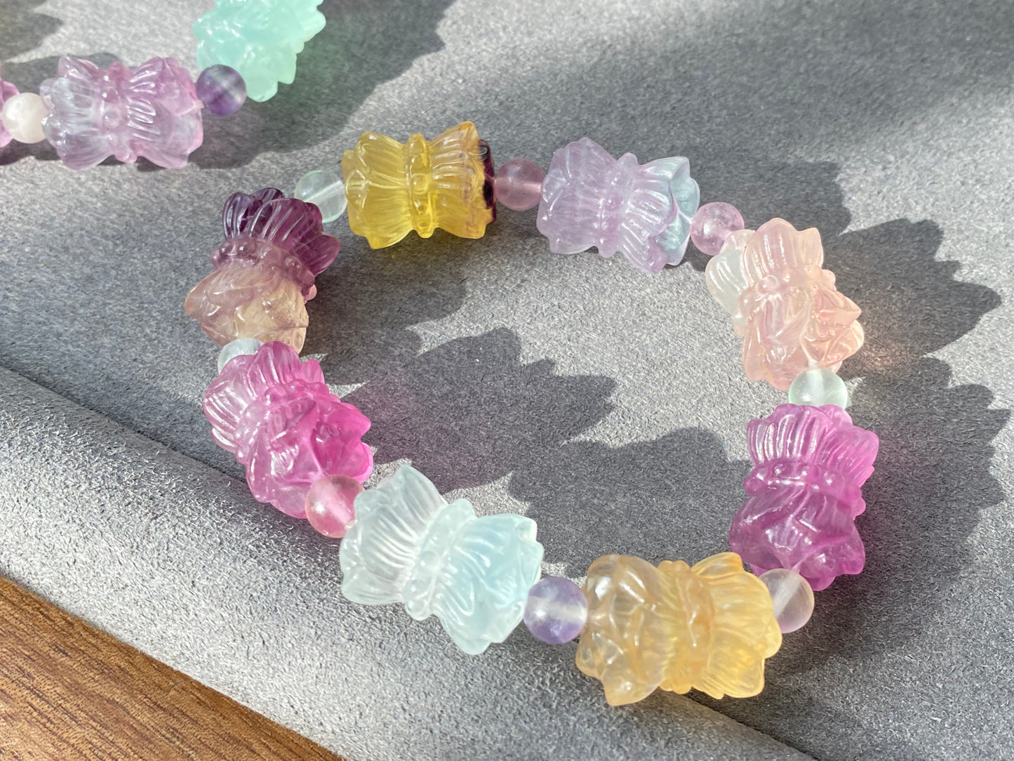 Natural Unicorn FLuorite Hand Craved  twin lotus flowers on one stalk,devoted married couple Beaded Bracelet, gift for her,Valentine's Day Gift