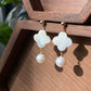 Natural Four-leaf clover,Lucky clover Mother of pearls, Freshwater Pearls Dangle  Drop earring