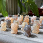 Natural Sakura Agate,flower agate hand carved couple shy bear beads bracelet,gift for her