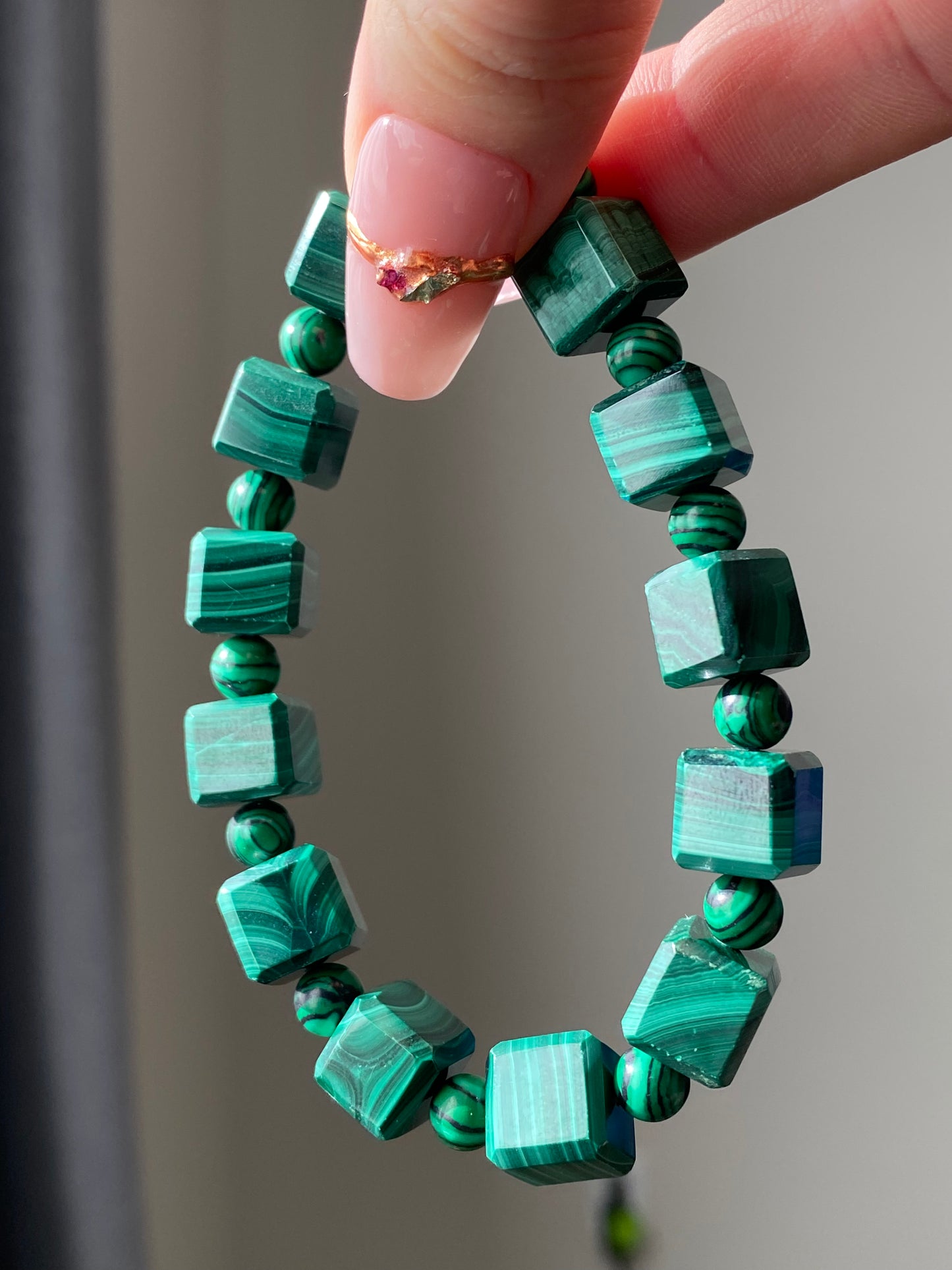 natural sugar cube square shape Inner Peace Malachite bracelet gift for everyone,handmade bracelet