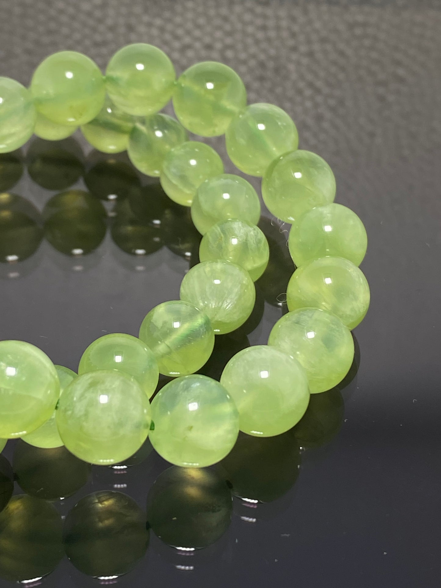 Top grade clear grape crystal Prehnite 7mm 9mm+ 10mm+ bead bracelet smooth round