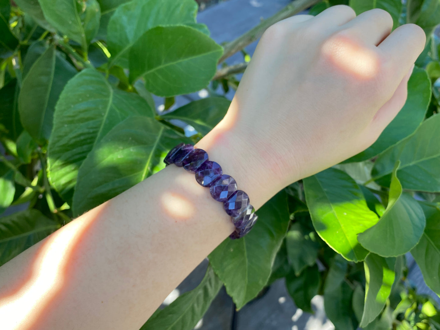 Natural Amethyst oval diamond cut brillian shin Purple Crystal Bracelet bangle bracelet bead