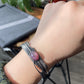 Vintage setting Natural Purple Lepidolite Purple Mica Cat eyes fire Bangle bracelet
