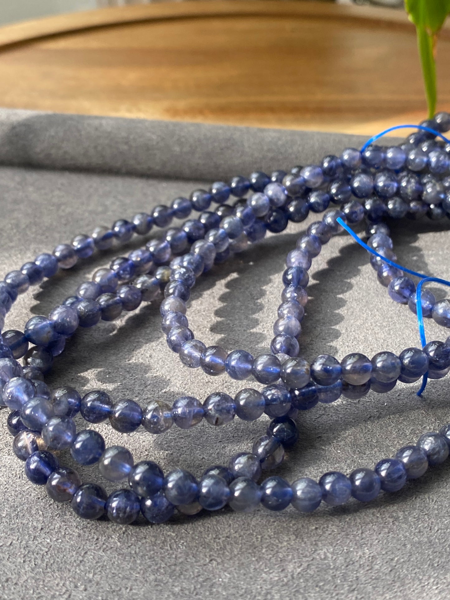 Natural Genuine Cordierite Iolite Round Bead Bracelet for Men Women Meditation Weight lose Gemstone