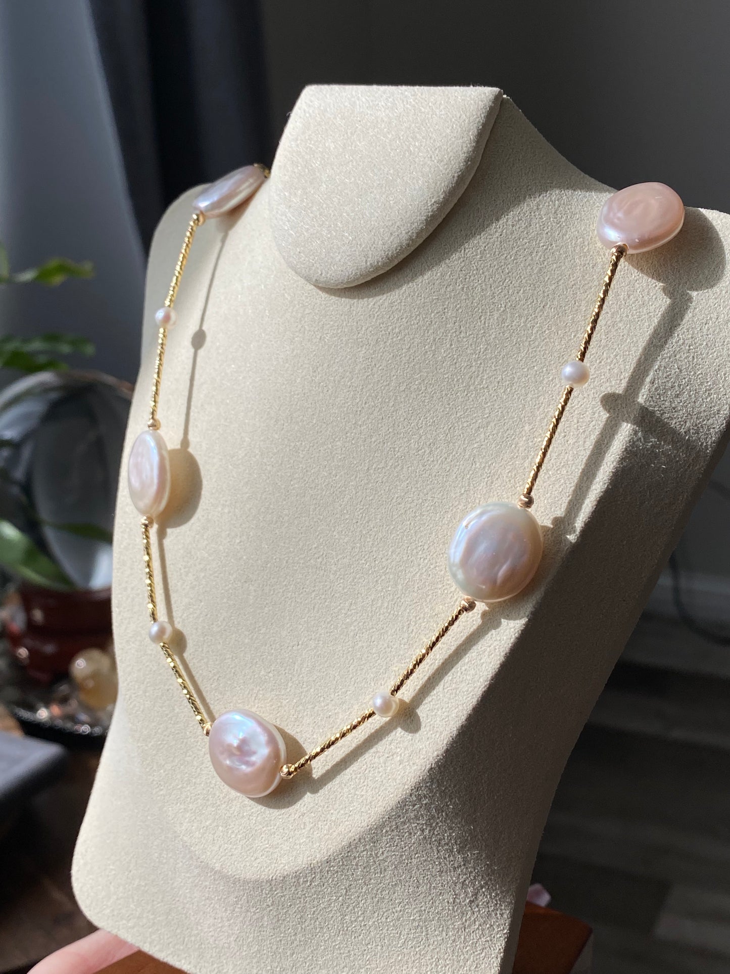 Natural freshwater pearls,baroque metal white blue gum shape  multiple use Necklace,handmade necklace