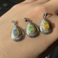 Natural Yello Opal brilliant Rainbow Fine shinning Sterling silver S925 Pendant,Birthstone Jewelry,Cabochon Opal Necklace