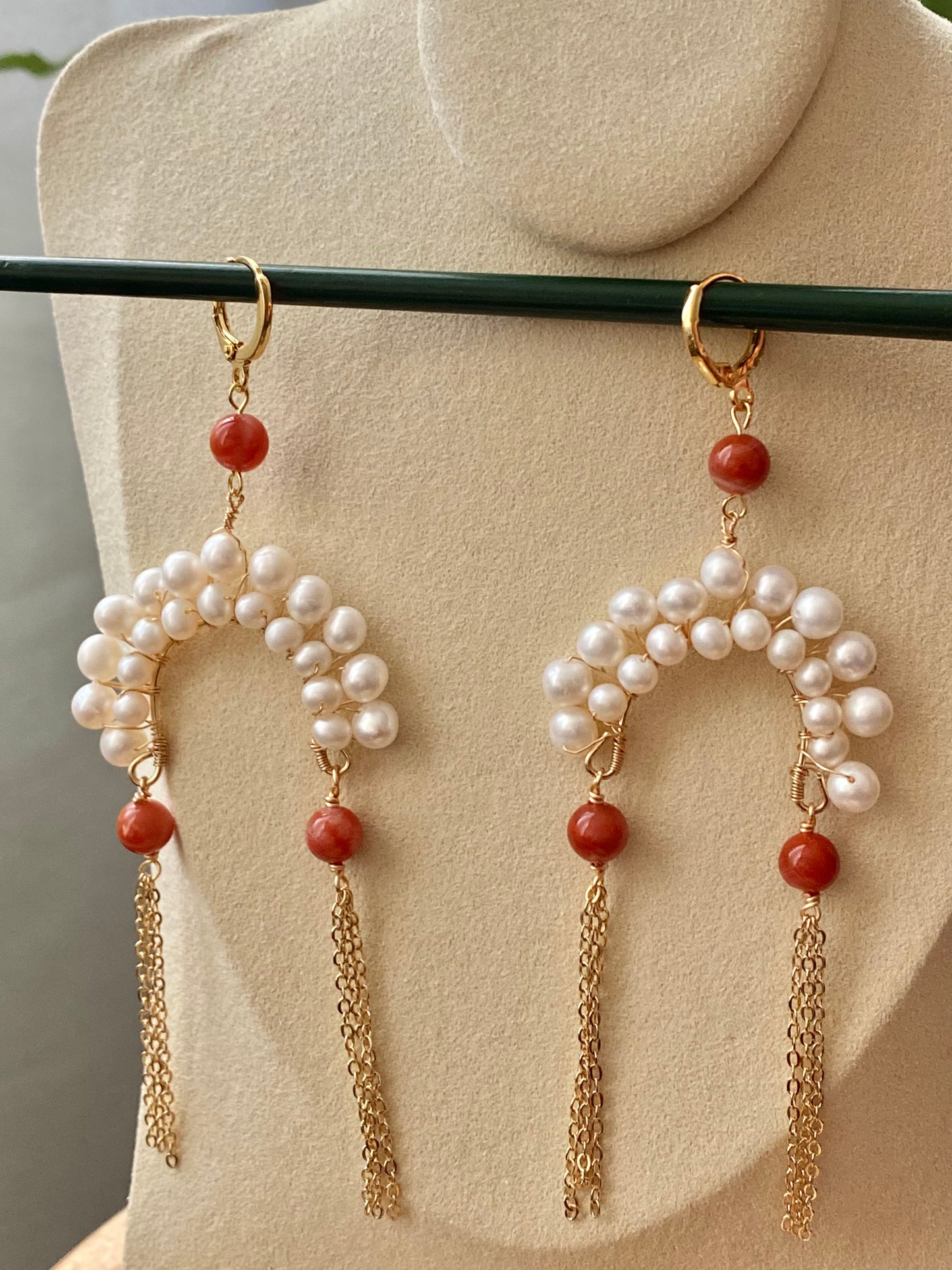 Natural Freshwater pearls Traditional chinese Opera Daomadan Head shape dangle drop earring,handmade earring, gift for her