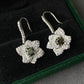 Gorgeous  Flower Floral Drop Dangle Dark Green Moissanite Sterling silver earring 0.5CT