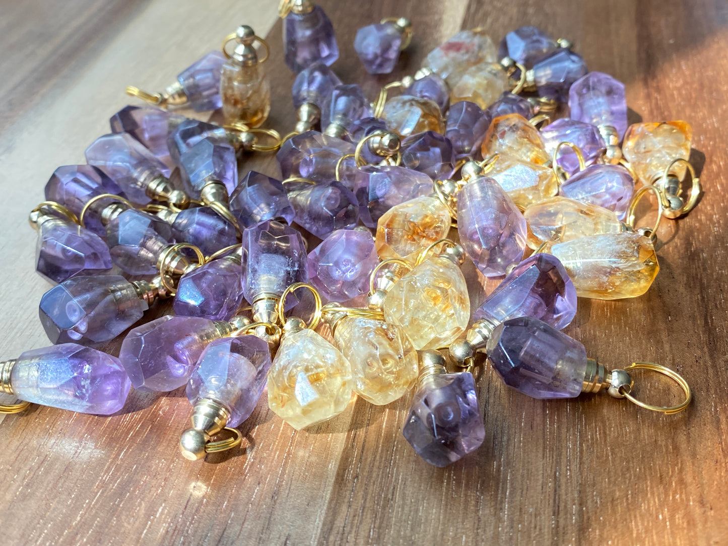 Genuine gemstone Natural Ametrine  Amethyst perfume small bottle necklace pendant Healing Crystal  Handmade Jewelry, Anxiety Relief