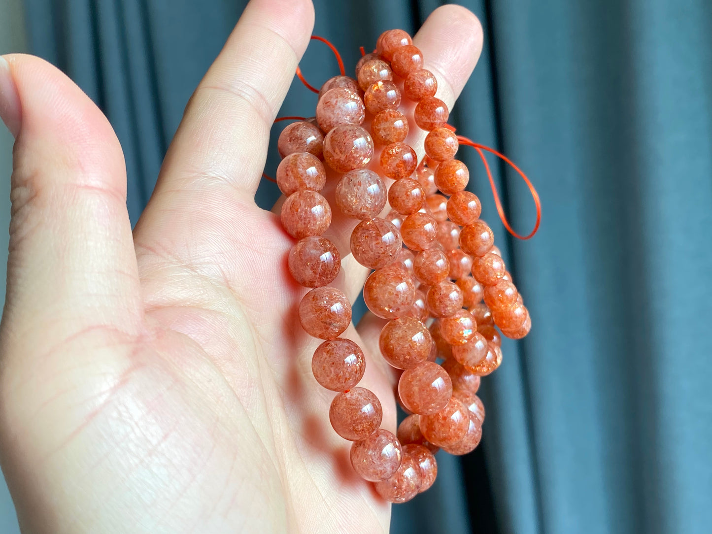 High Quality Sunstone  healing crystal，with rainbow inside bead bracelet necklace 5mm,7mm,8mm,10mm