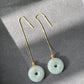 Natural A Donut Hetian Jade,Circle Jade Drop Earring,Drop dangle Earring/EarWire,handmade earring