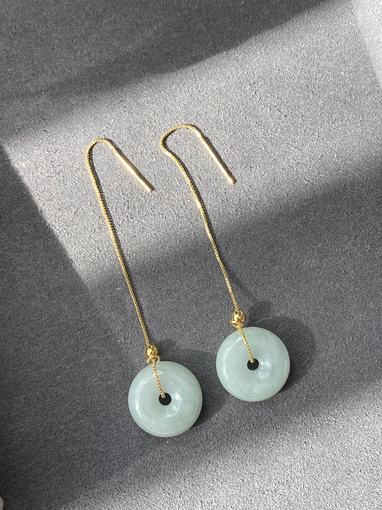 Natural A Donut Hetian Jade,Circle Jade Drop Earring,Drop dangle Earring/EarWire,handmade earring