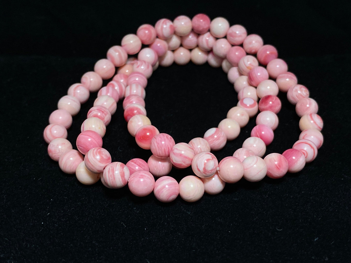 pink queen conch shell round long bead bracelet necklace