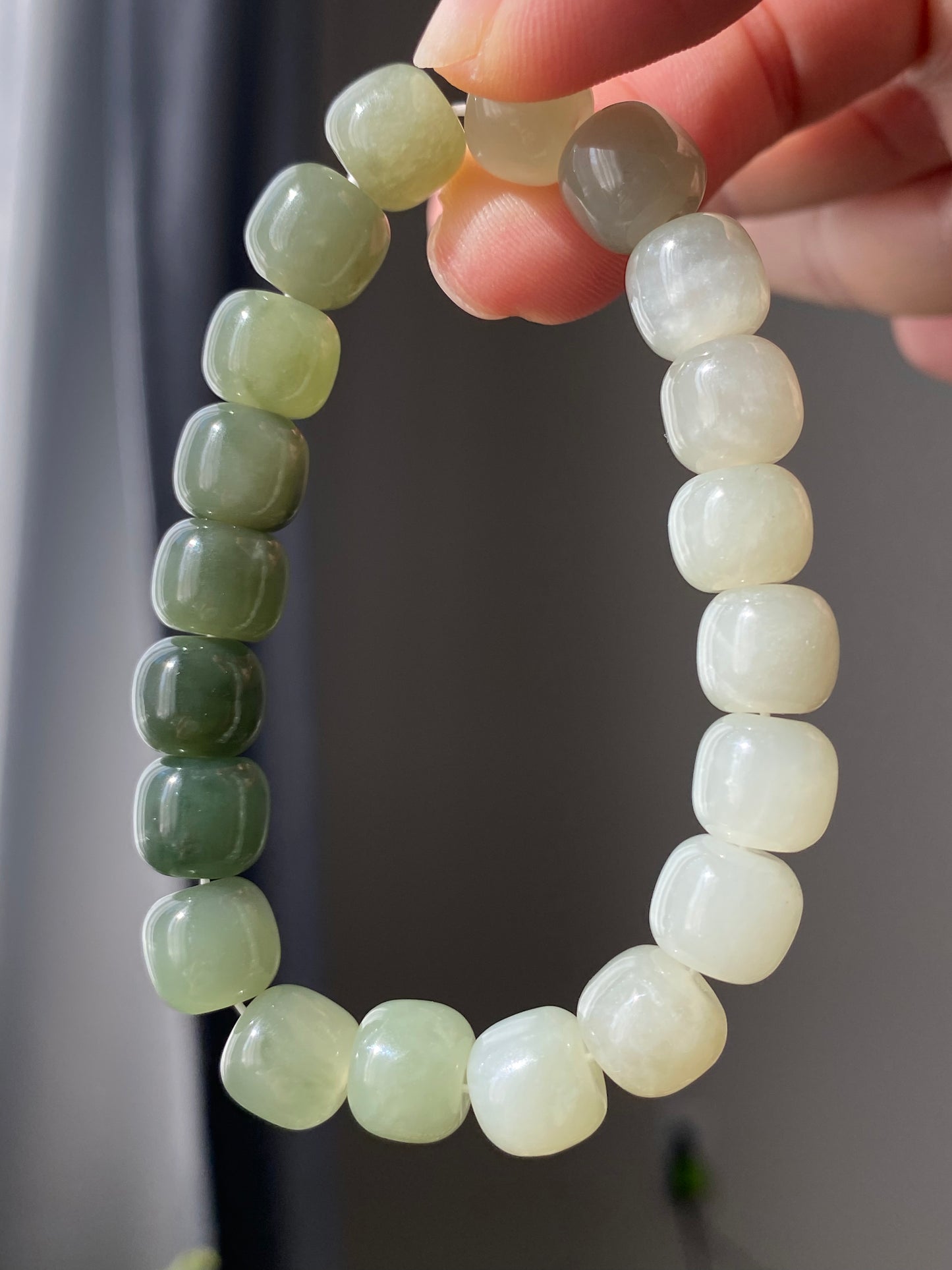 AAAAA  Natural gradient Green Lake Hetian  Jade square bead Nephrite bead Bracelet Best Gift for her,gift for Mom