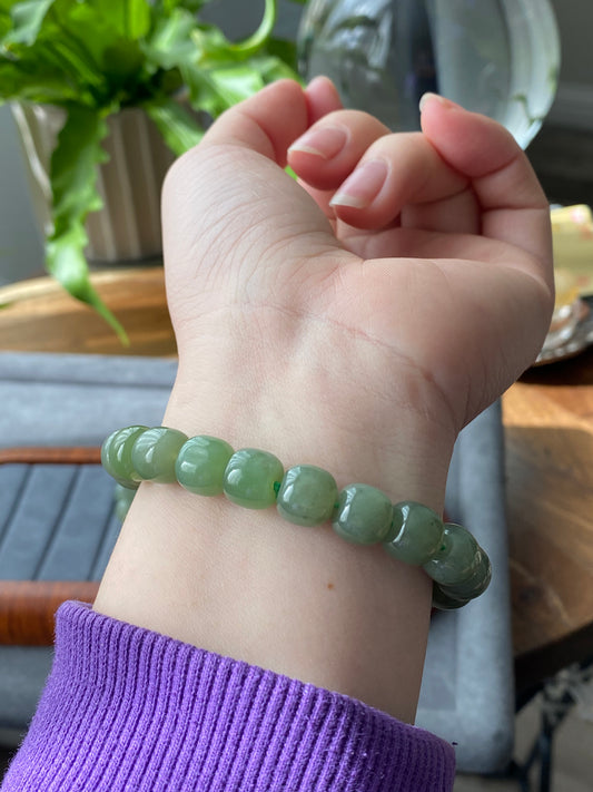 AAA  Natural BIYU Hetian Jade square bead Nephrite bead Bracelet Best Gift for her,gift for Mom